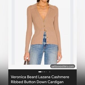 Veronica Beard Lazana Camel Ribbed Cardigan